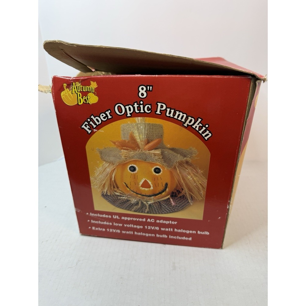VTG Halloween Fiber Optic Pumpkin Jack O Lantern Light 8" IN BOX Autumn Best - Picture 9 of 12